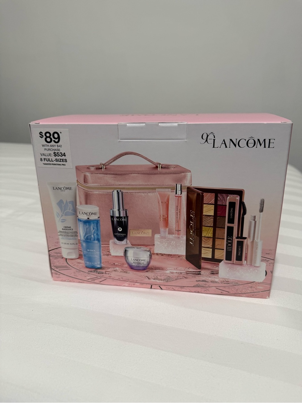 Lancome Pink Cosmetic Travel Case & Makeup Holiday Set